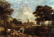 ZAIS, Giuseppe Landscape with Shepherds and Fishermen oil painting artist